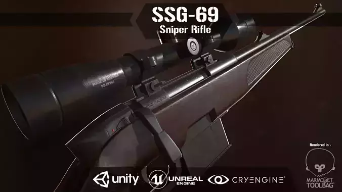 SSG 69 Sniper Rifle Low-poly 3D model