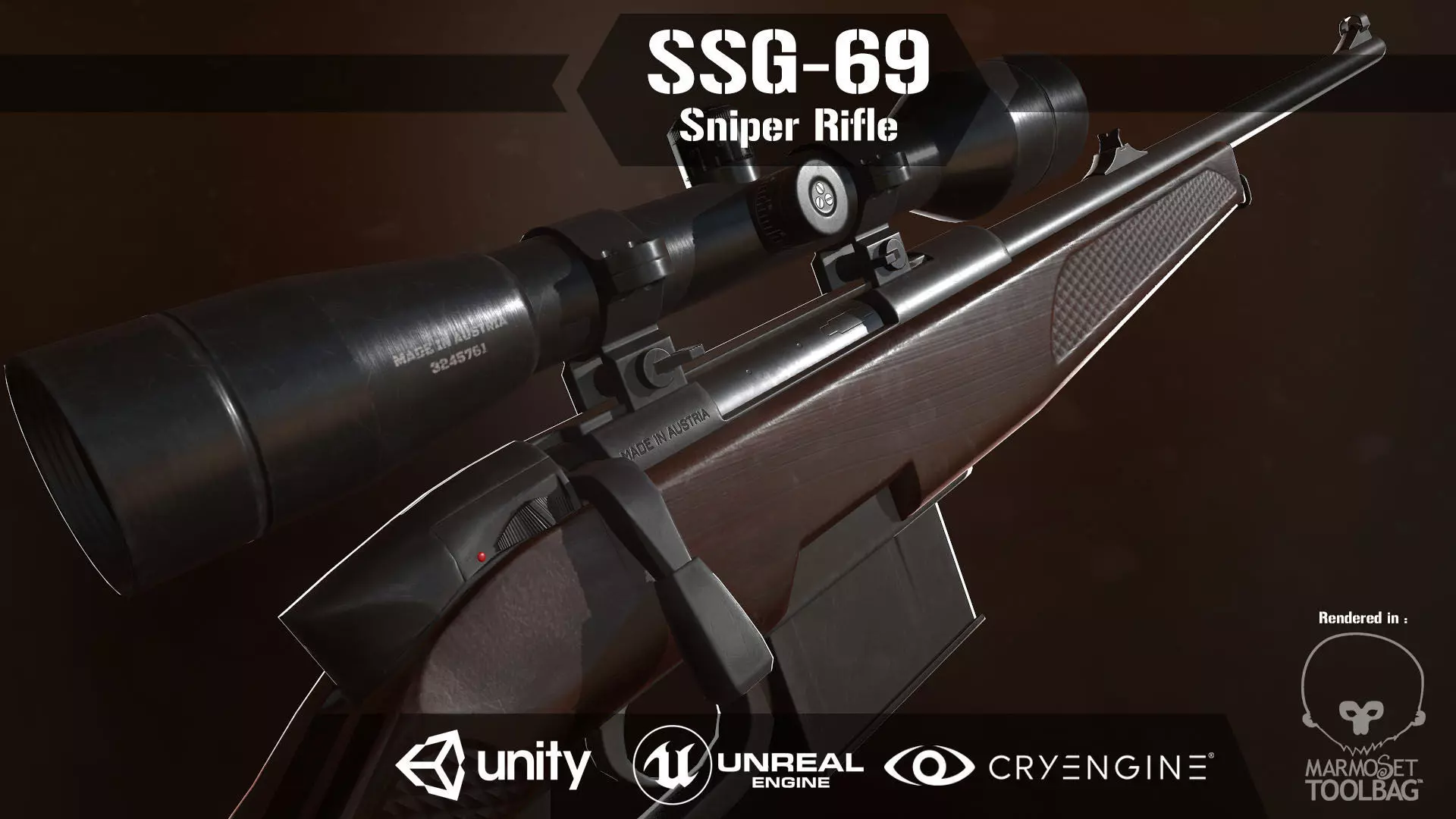 SSG 69 Sniper Rifle Low-poly 3D model_0