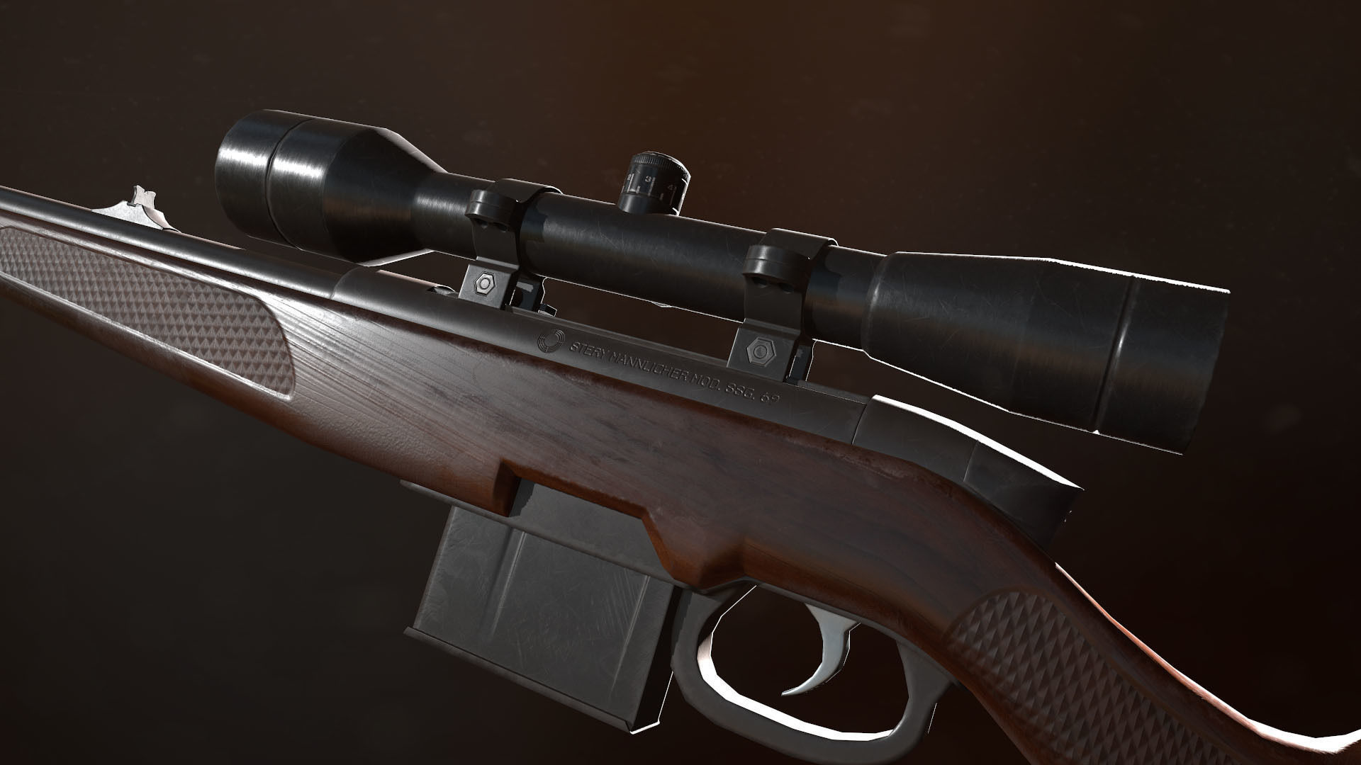 SSG 69 Sniper Rifle Low-poly 3D model_3