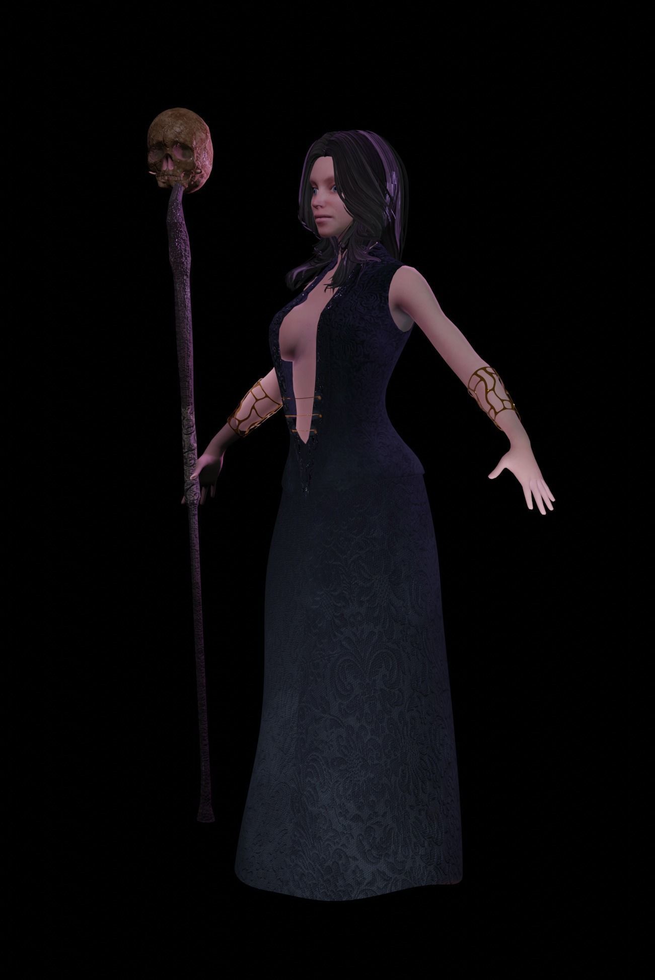 Necromancer Character Low-poly 3D model_6