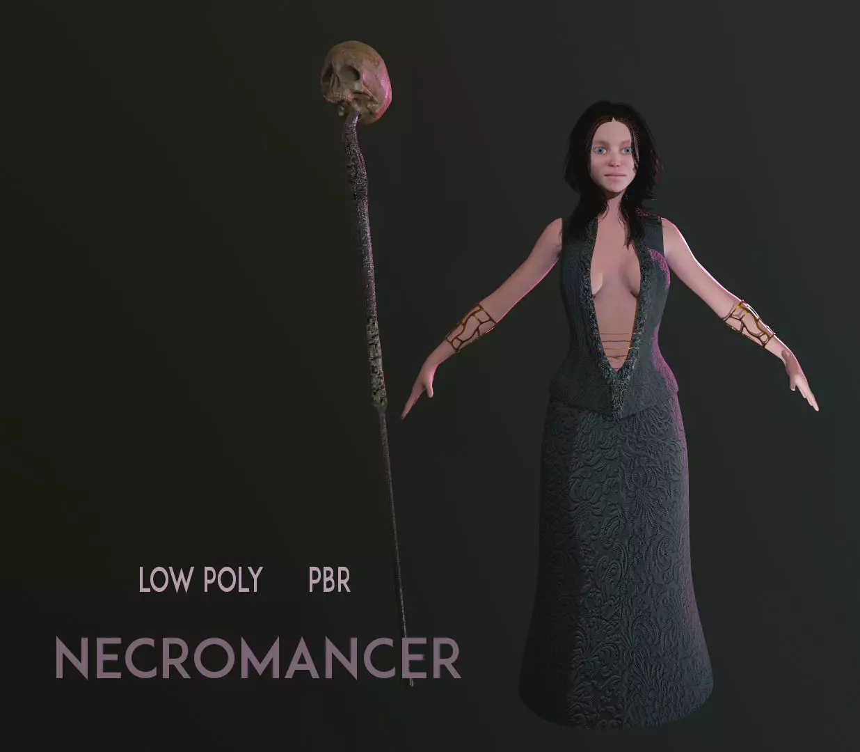 Necromancer Character Low-poly 3D model_0