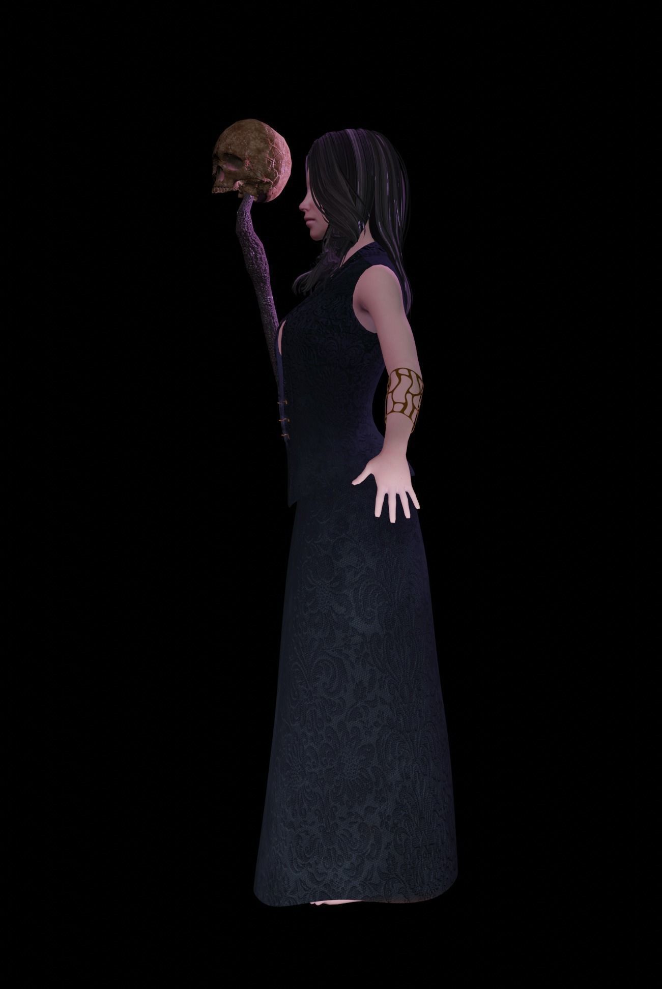 Necromancer Character Low-poly 3D model_7