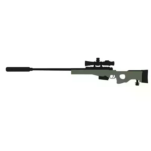 AWM Sniper Gun  Low-poly 3D model