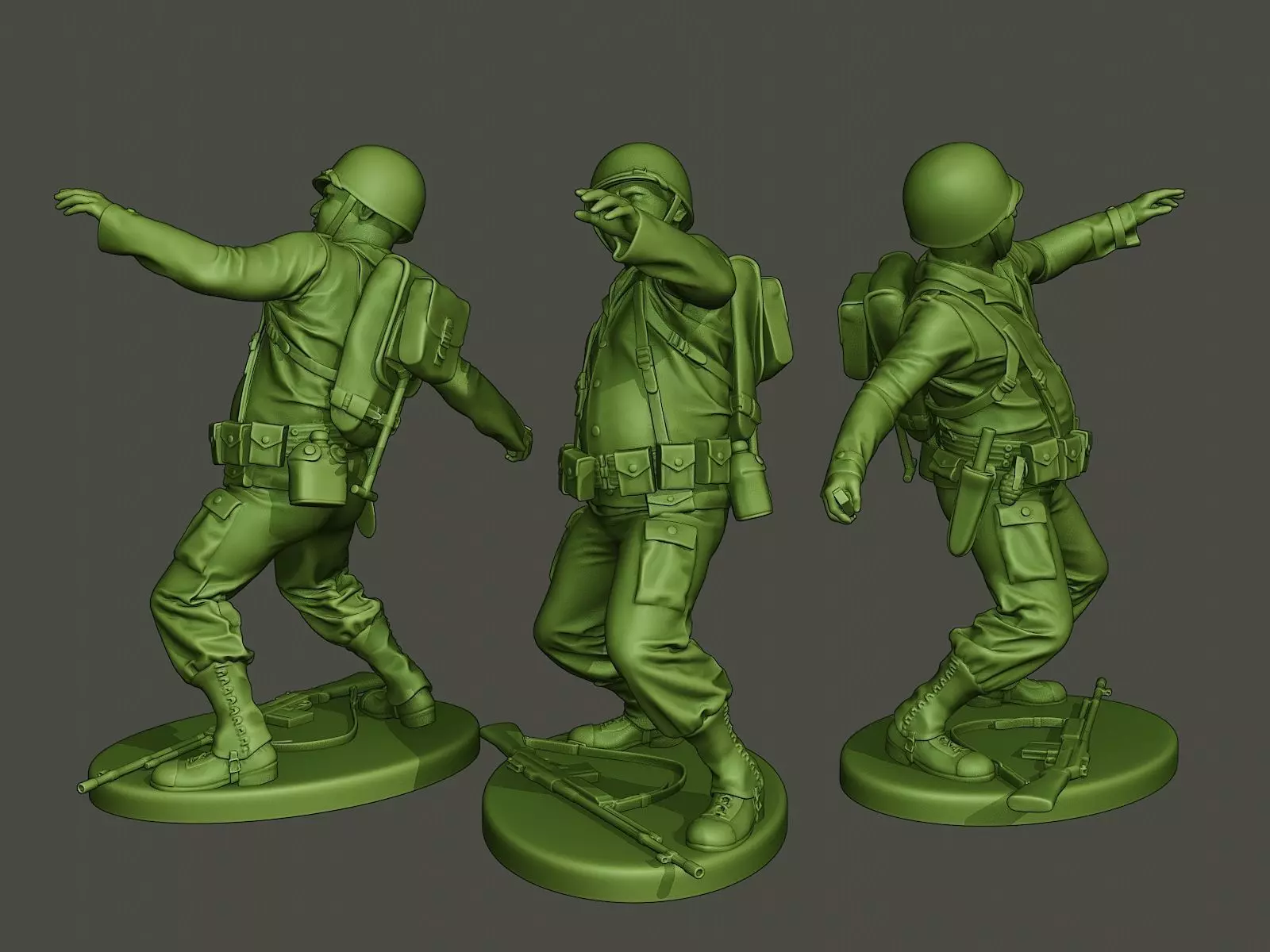American soldier ww2 throwing grenade A3 3D print model