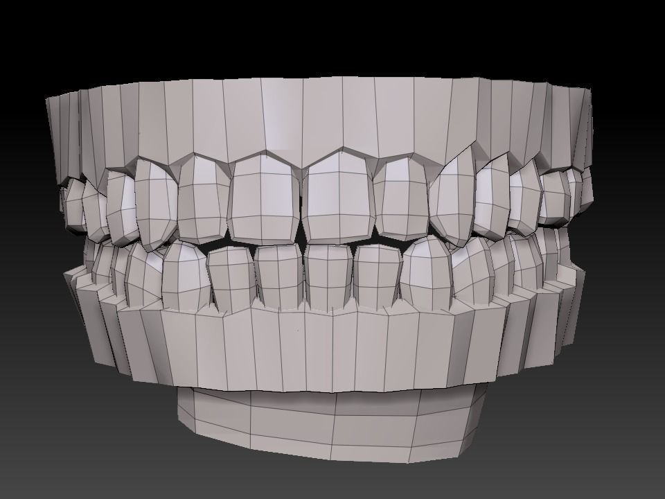 Low poly teeth human mouth with Low-poly 3D model_4