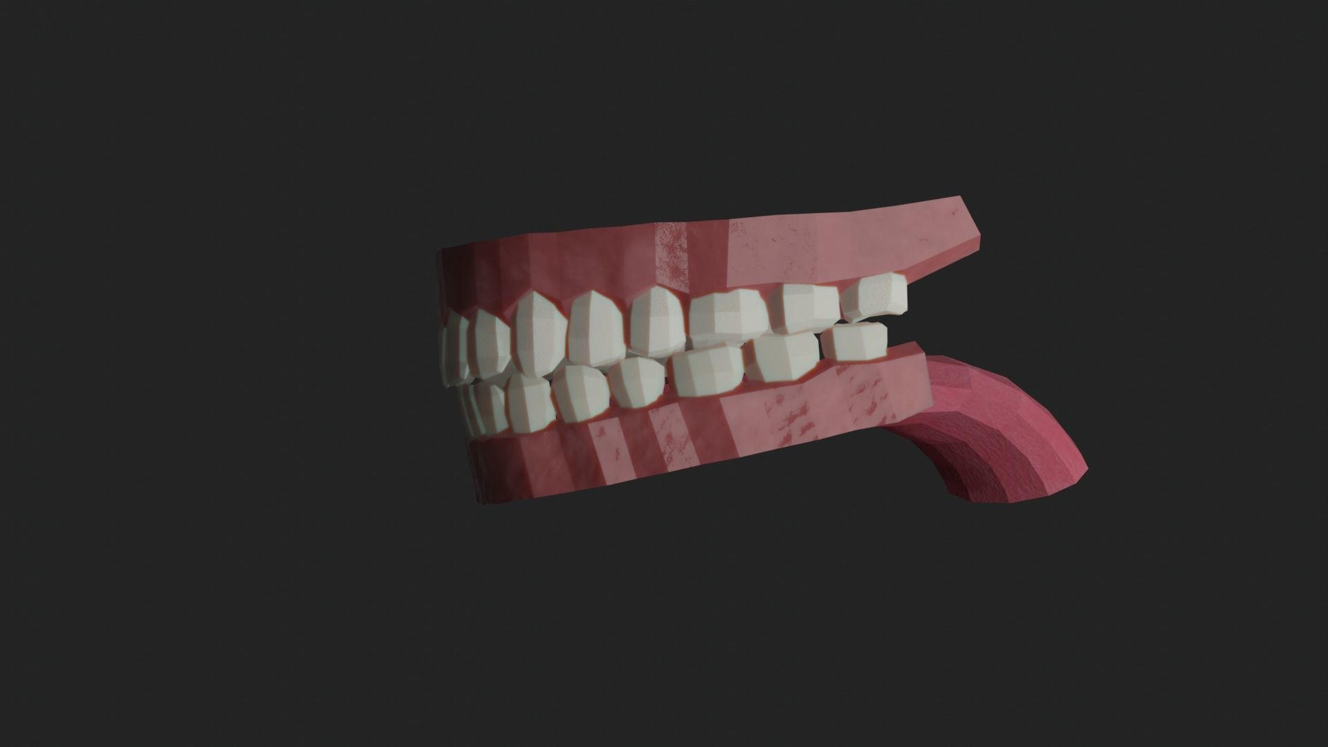Low poly teeth human mouth with Low-poly 3D model_2