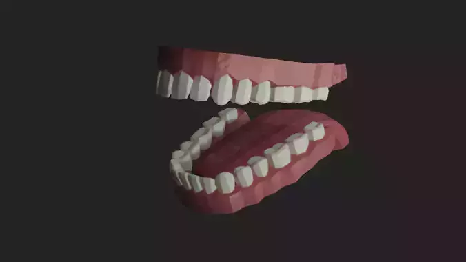 Low poly teeth human mouth with Low-poly 3D model