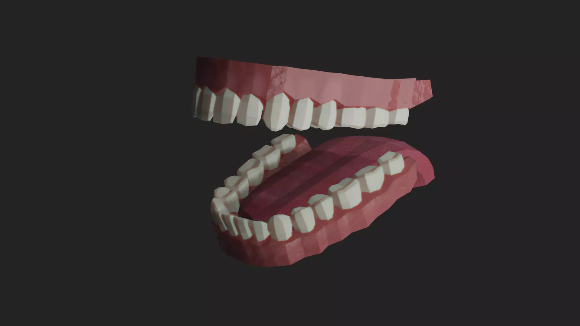 Low poly teeth human mouth with Low-poly 3D model_0