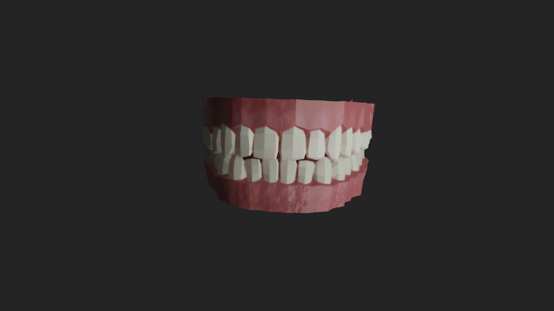 Low poly teeth human mouth with Low-poly 3D model_3