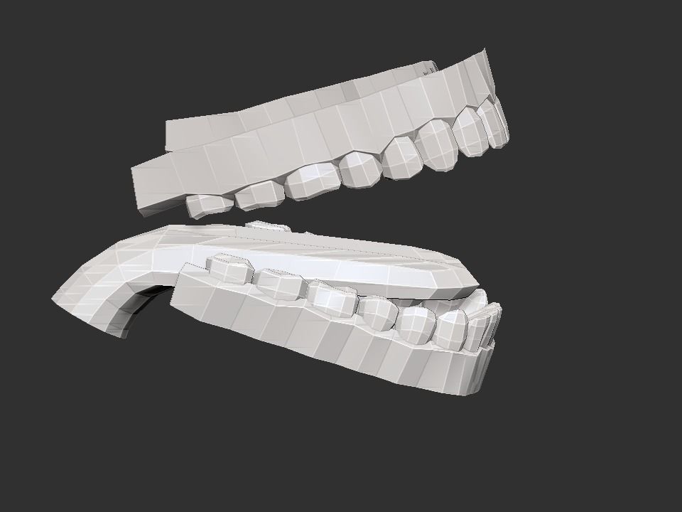Low poly teeth human mouth with Low-poly 3D model_6
