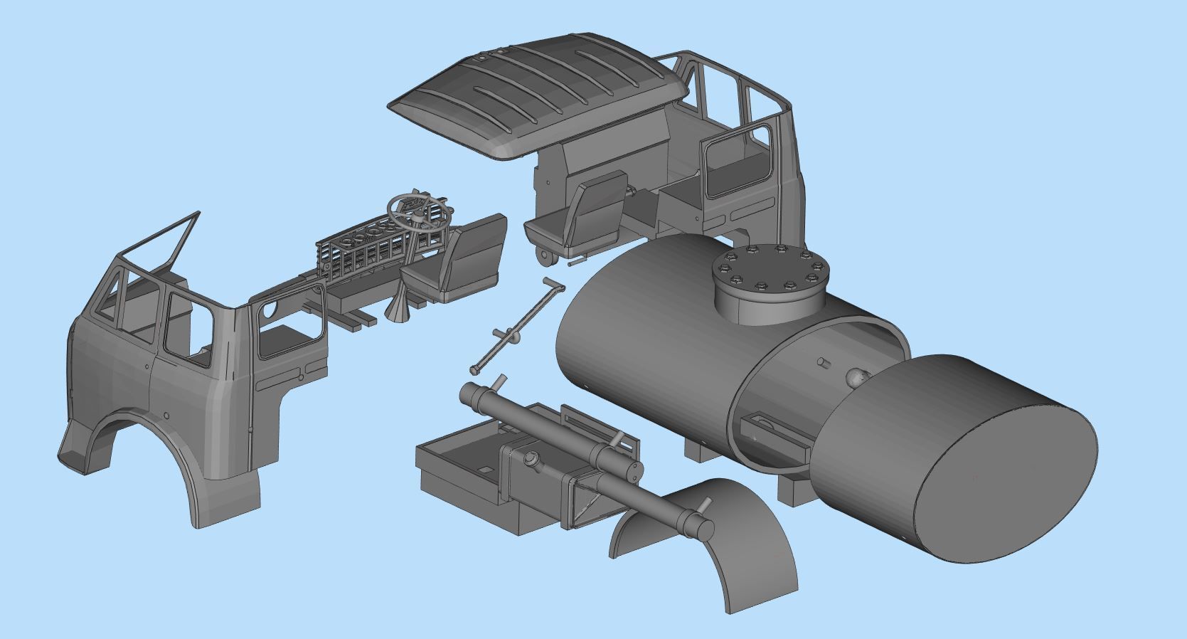 Printable stl MAZ 500 Soviet Truck Printable Body Car scale  3D print model_7
