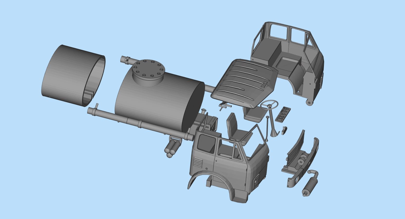Printable stl MAZ 500 Soviet Truck Printable Body Car scale  3D print model_11