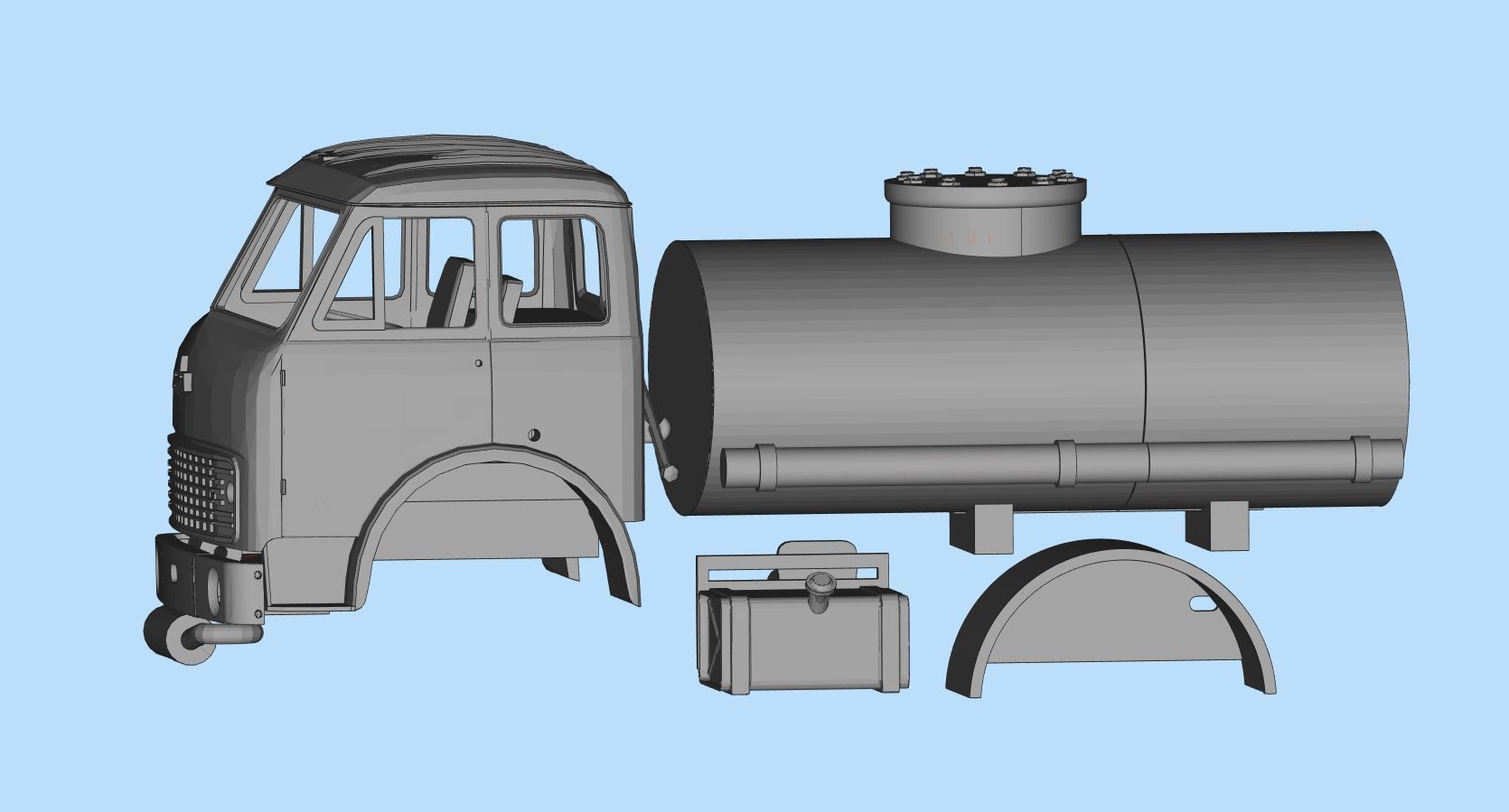 Printable stl MAZ 500 Soviet Truck Printable Body Car scale  3D print model_3