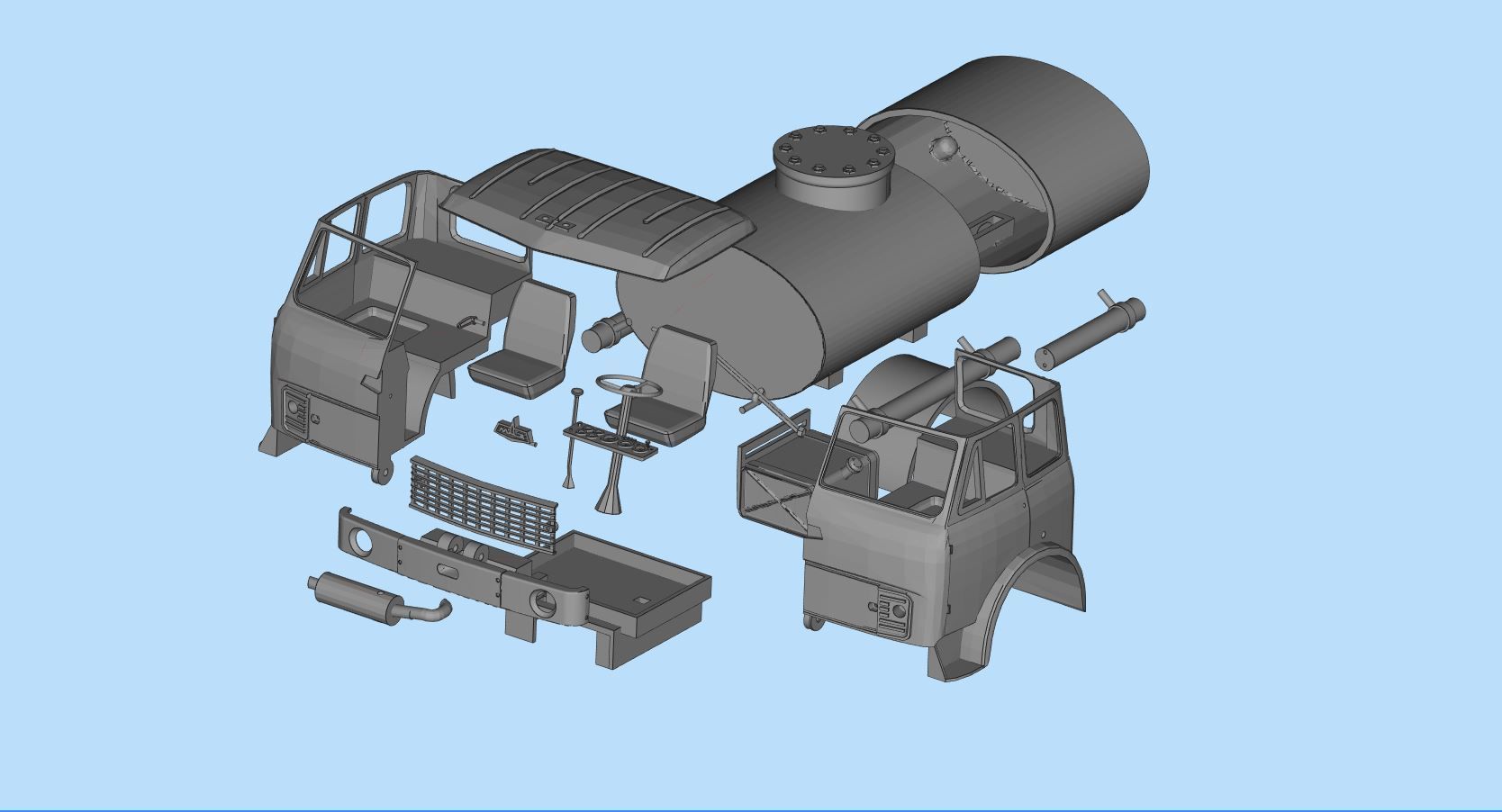 Printable stl MAZ 500 Soviet Truck Printable Body Car scale  3D print model_14