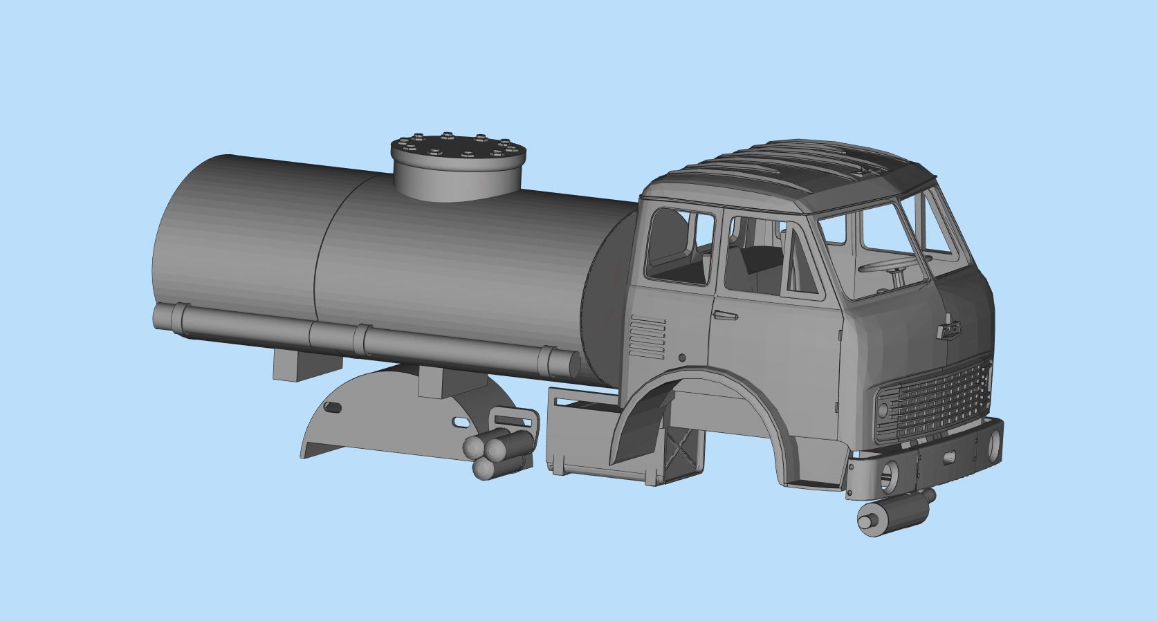 Printable stl MAZ 500 Soviet Truck Printable Body Car scale  3D print model_6