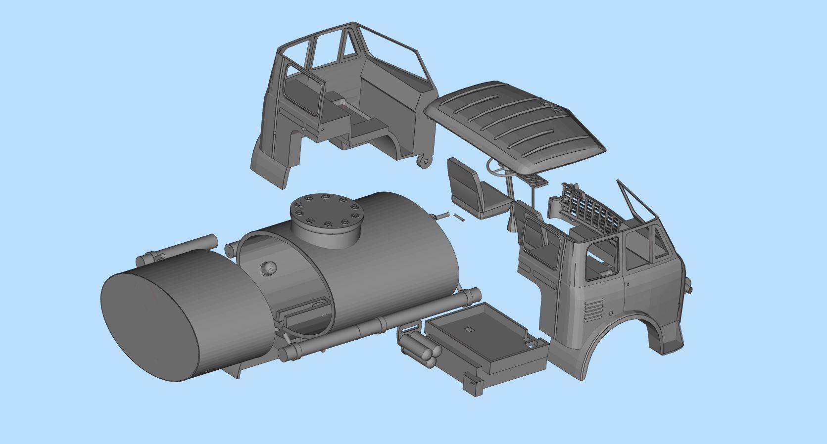 Printable stl MAZ 500 Soviet Truck Printable Body Car scale  3D print model_15