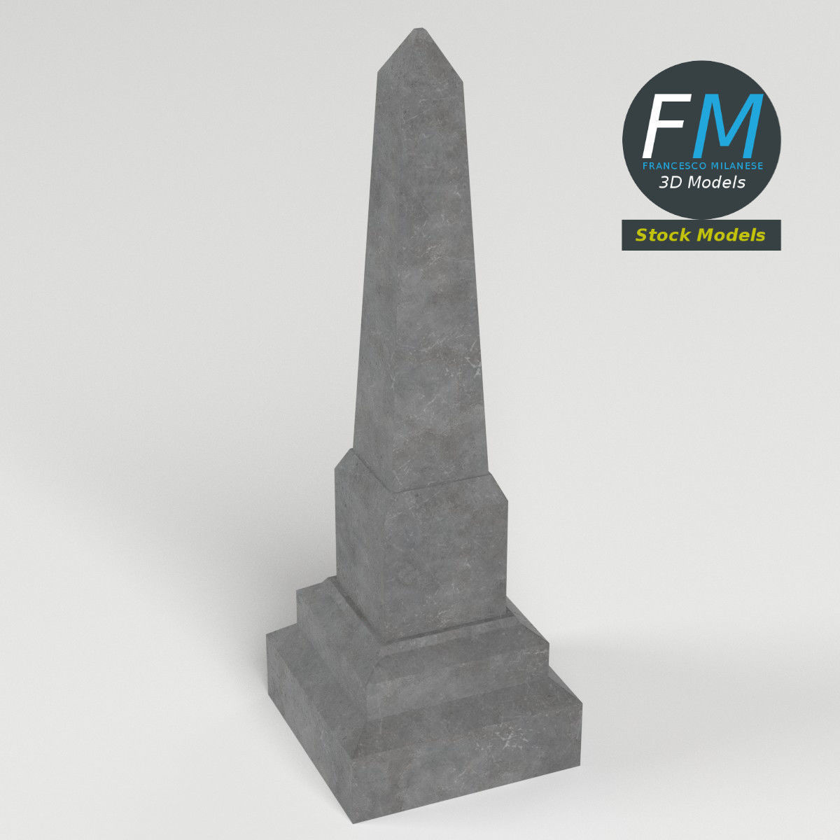 Obelisk gravestone 3D model_2