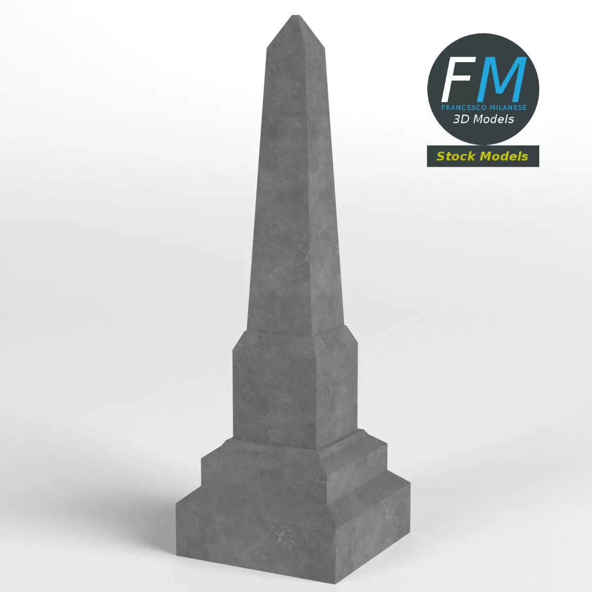 Obelisk gravestone 3D model_0