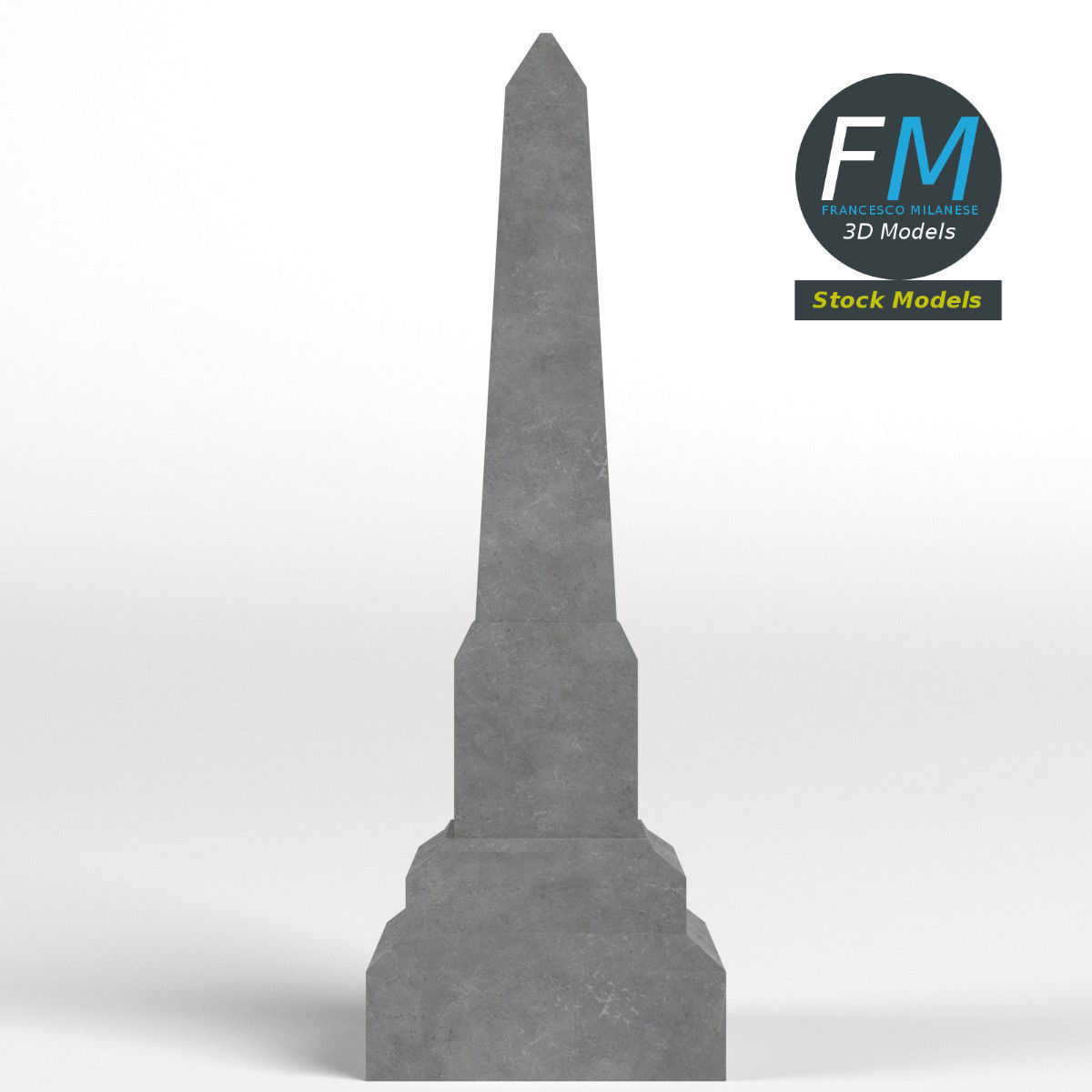 Obelisk gravestone 3D model_4