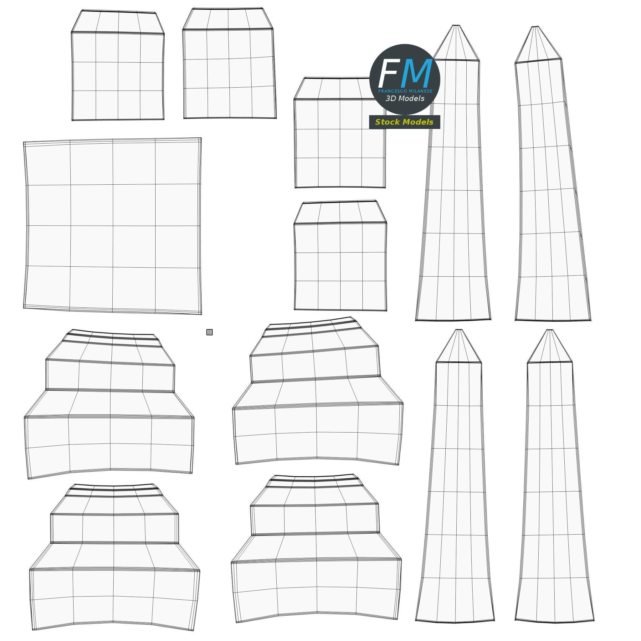 Obelisk gravestone 3D model_11