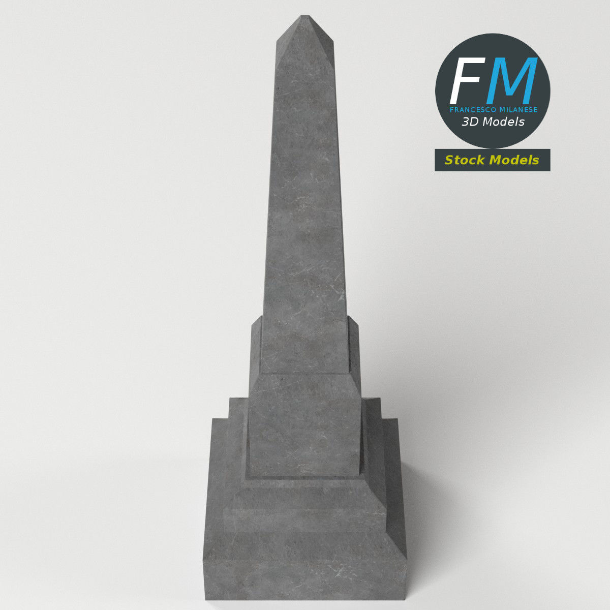 Obelisk gravestone 3D model_5