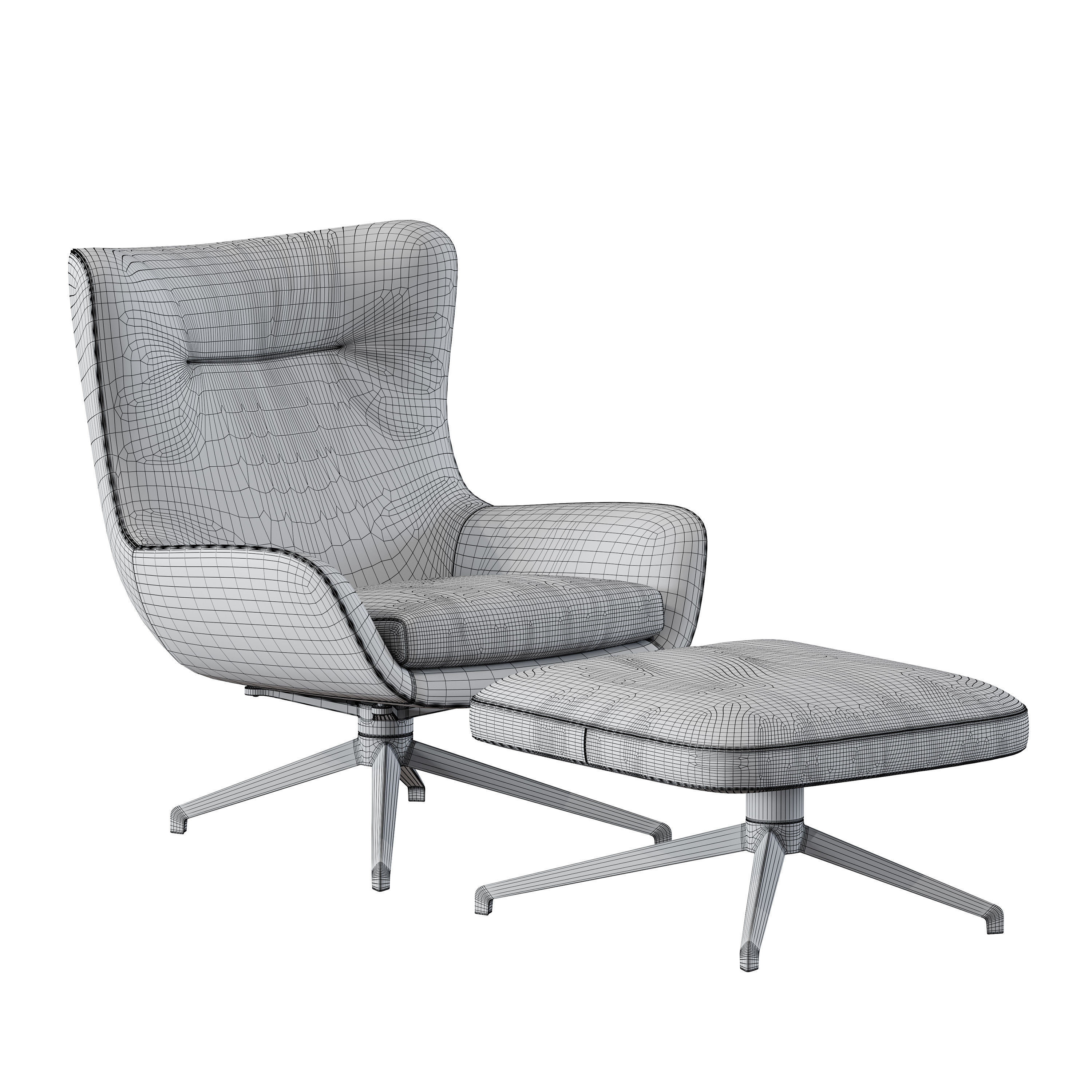 Minotti Jensen Armchair with Ottoman 3D model_8