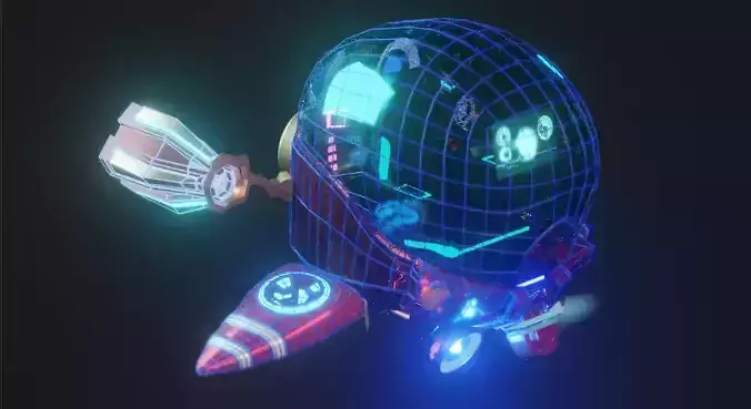 3d scifi model helmet with two guns