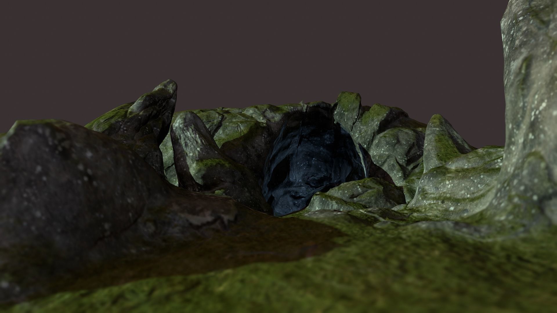 Cave Entrance Low-poly 3D model_1