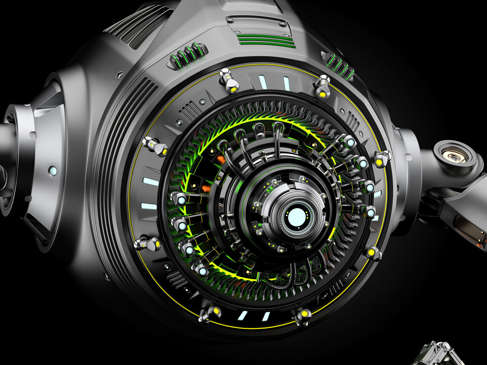 Sci-Fi FLYING DRONE RIGGED 3D model_6