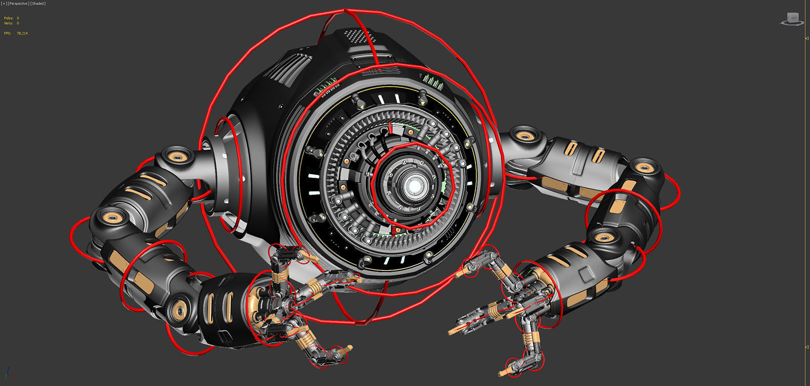 Sci-Fi FLYING DRONE RIGGED 3D model_14