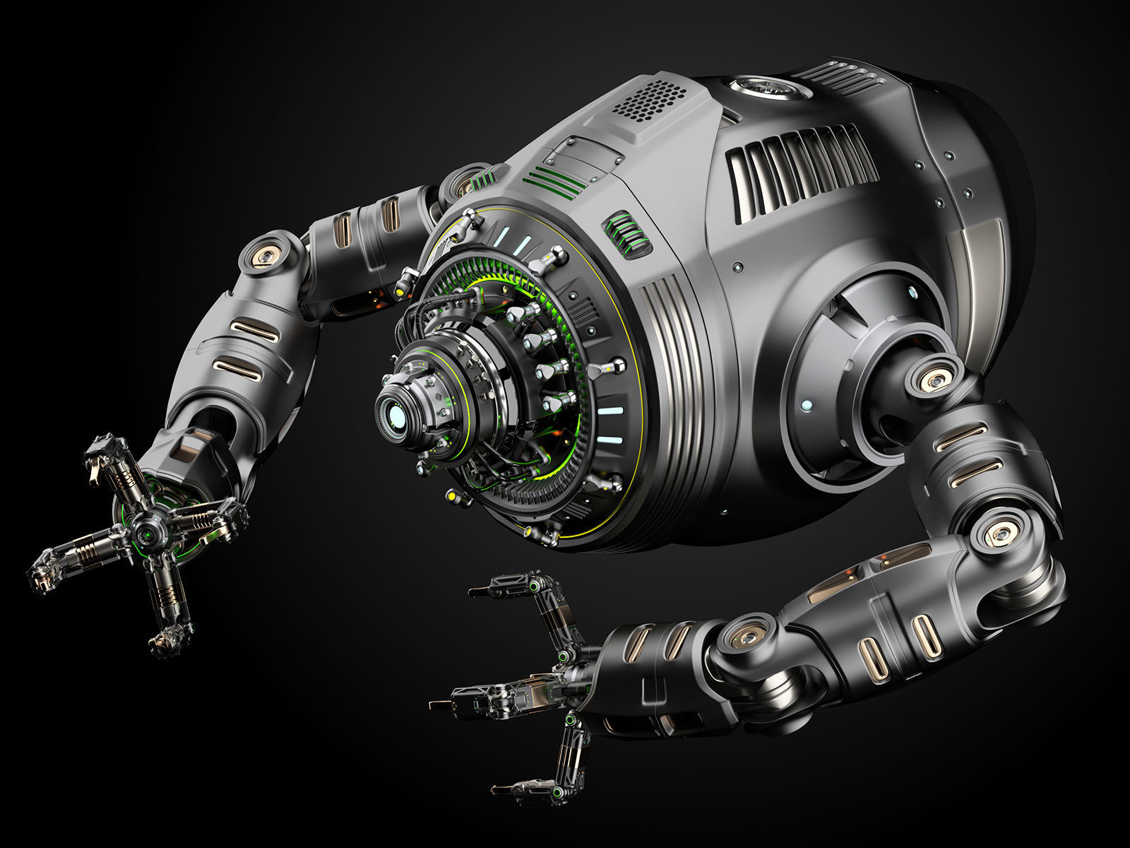 Sci-Fi FLYING DRONE RIGGED 3D model_2