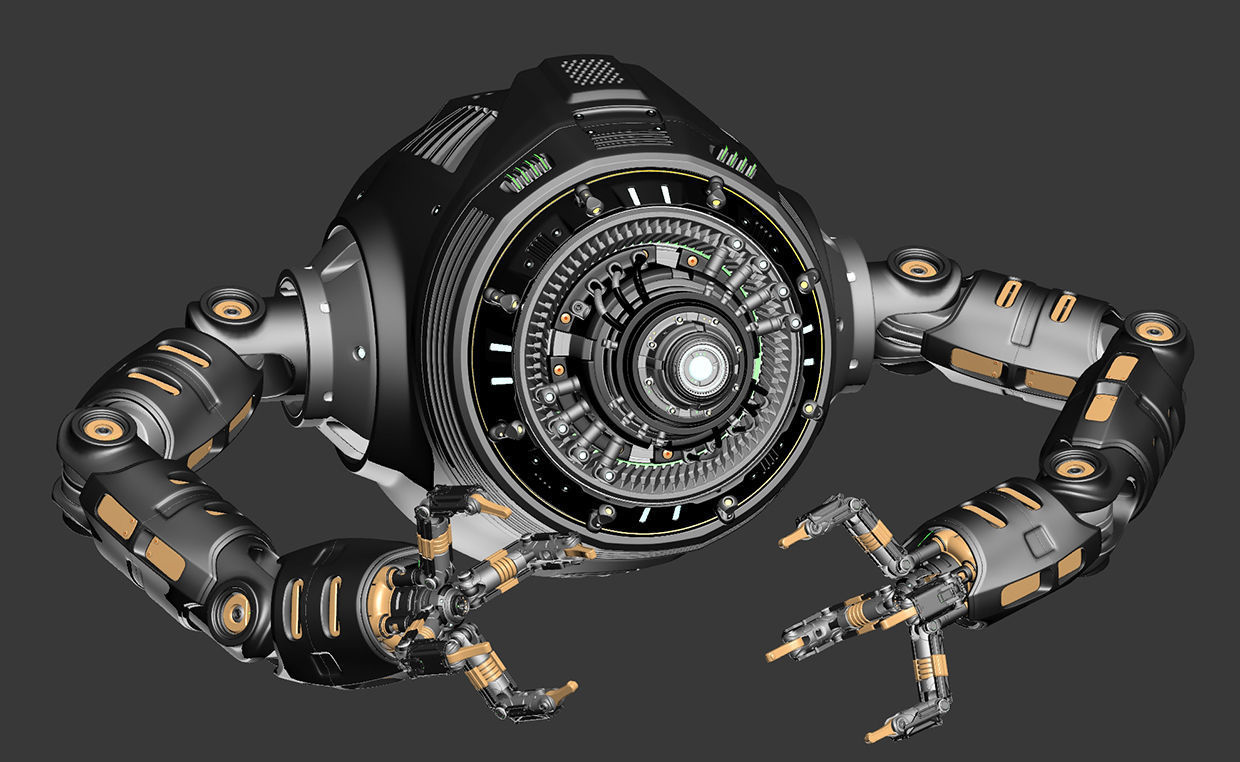 Sci-Fi FLYING DRONE RIGGED 3D model_13