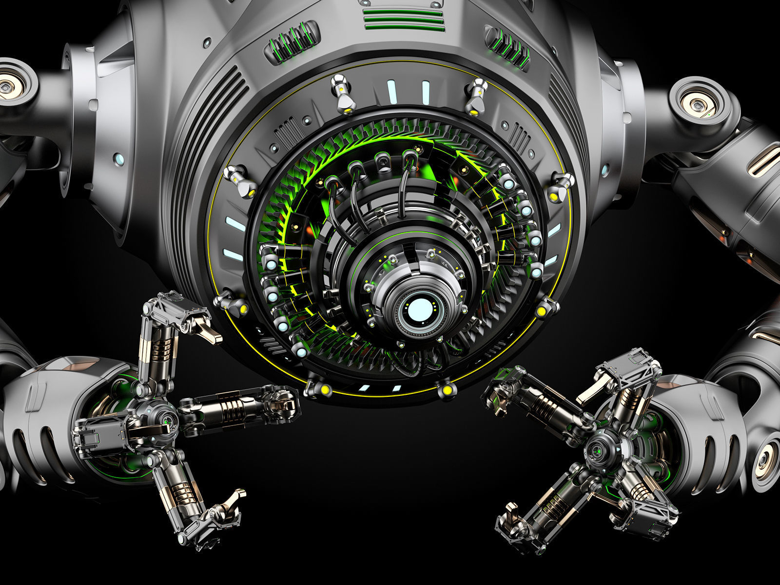 Sci-Fi FLYING DRONE RIGGED 3D model_3