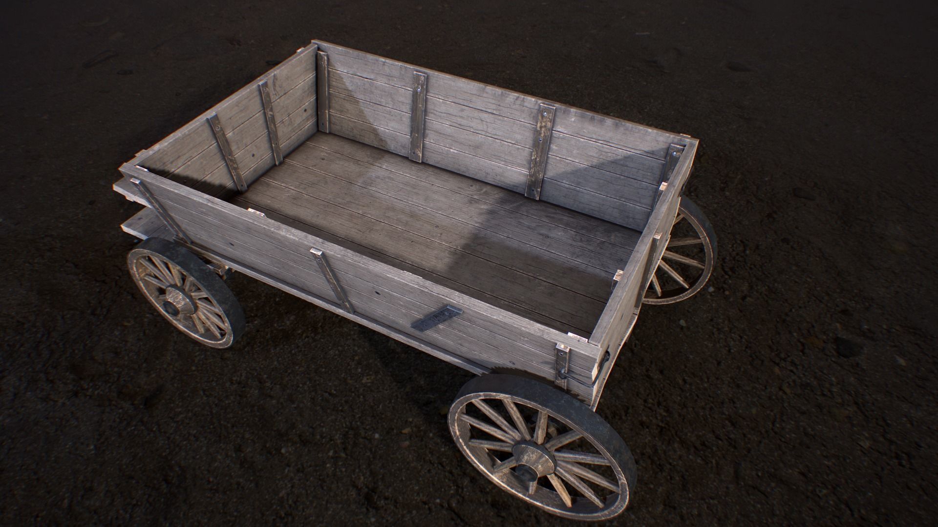 western style cart wagon Low-poly 3D model_5
