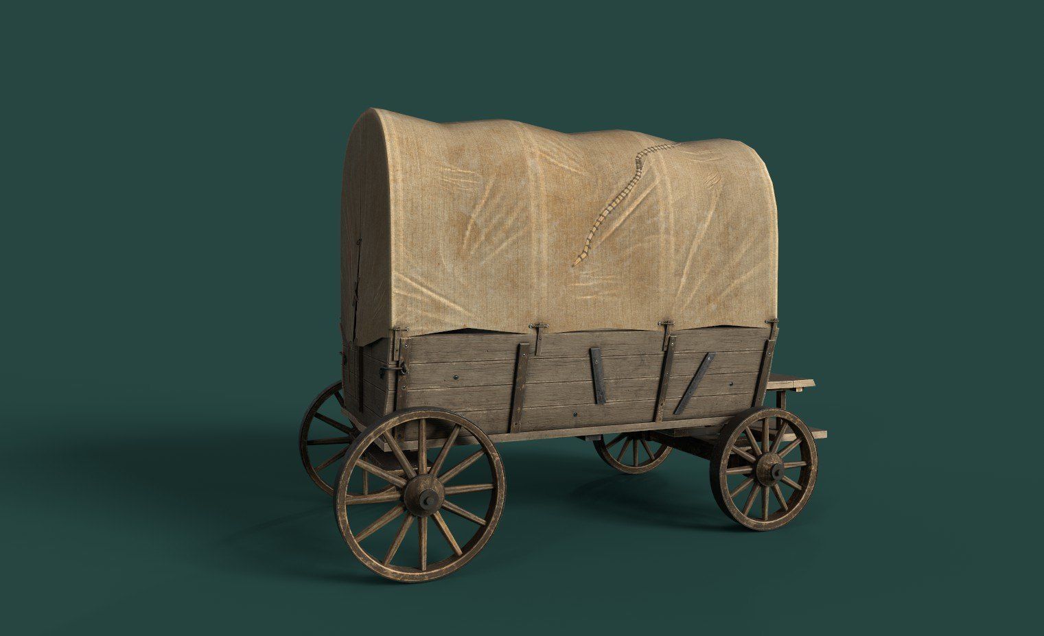 western style cart wagon Low-poly 3D model_9