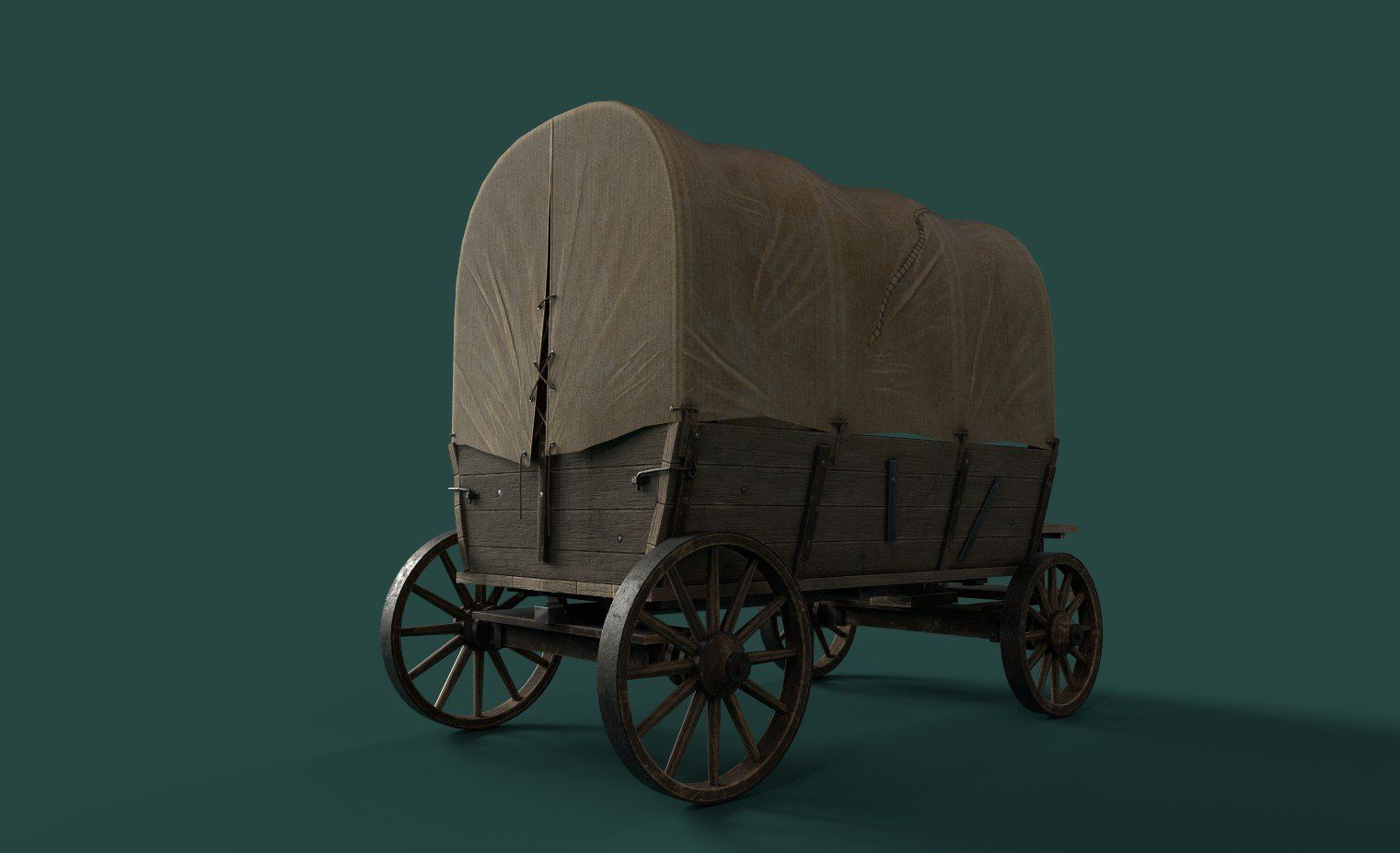 western style cart wagon Low-poly 3D model_10