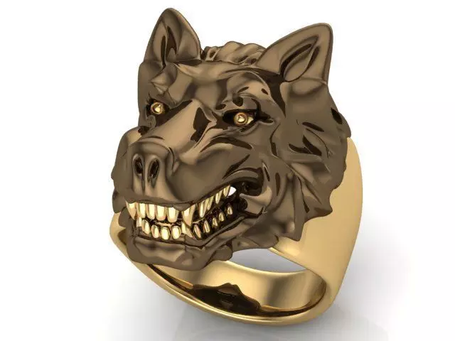 wolf ring 3D print model_0