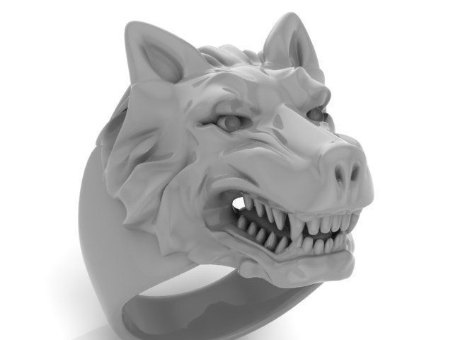 wolf ring 3D print model_10