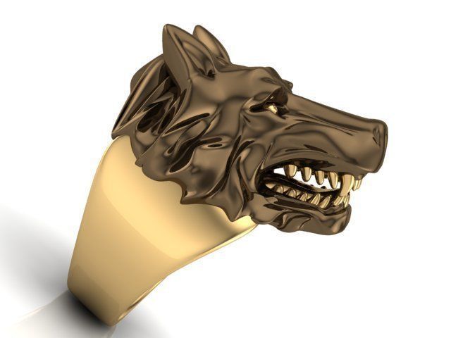 wolf ring 3D print model_2