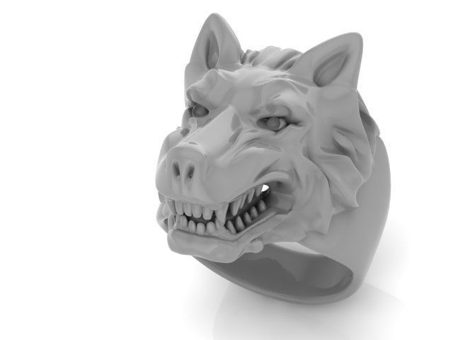 wolf ring 3D print model_6