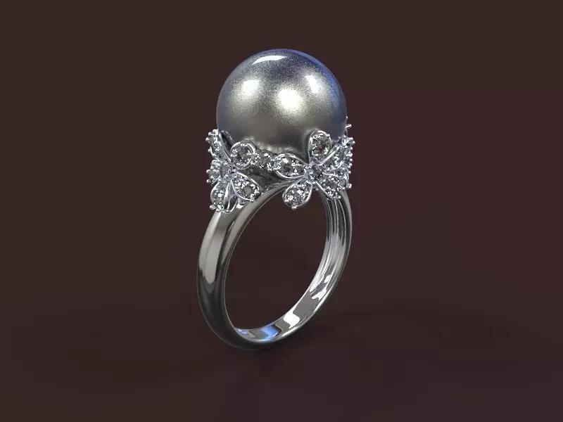 ring-02 tahitian pearl ring 3D print model
