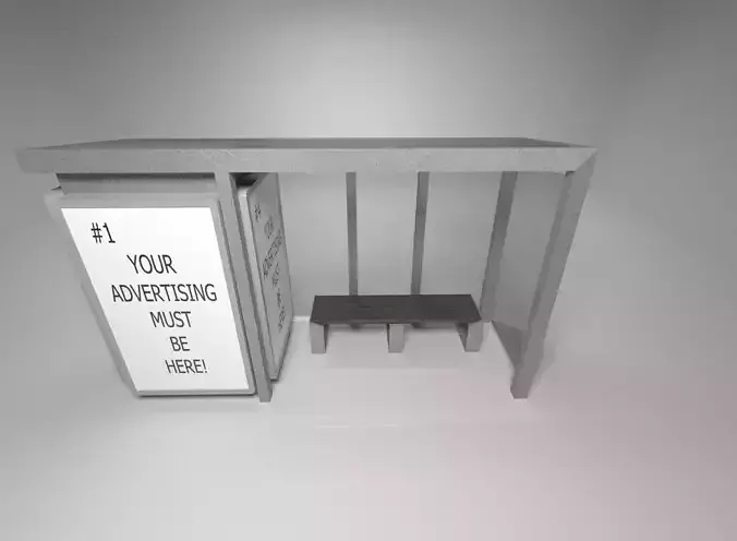 Bus stop Low-poly 3D model