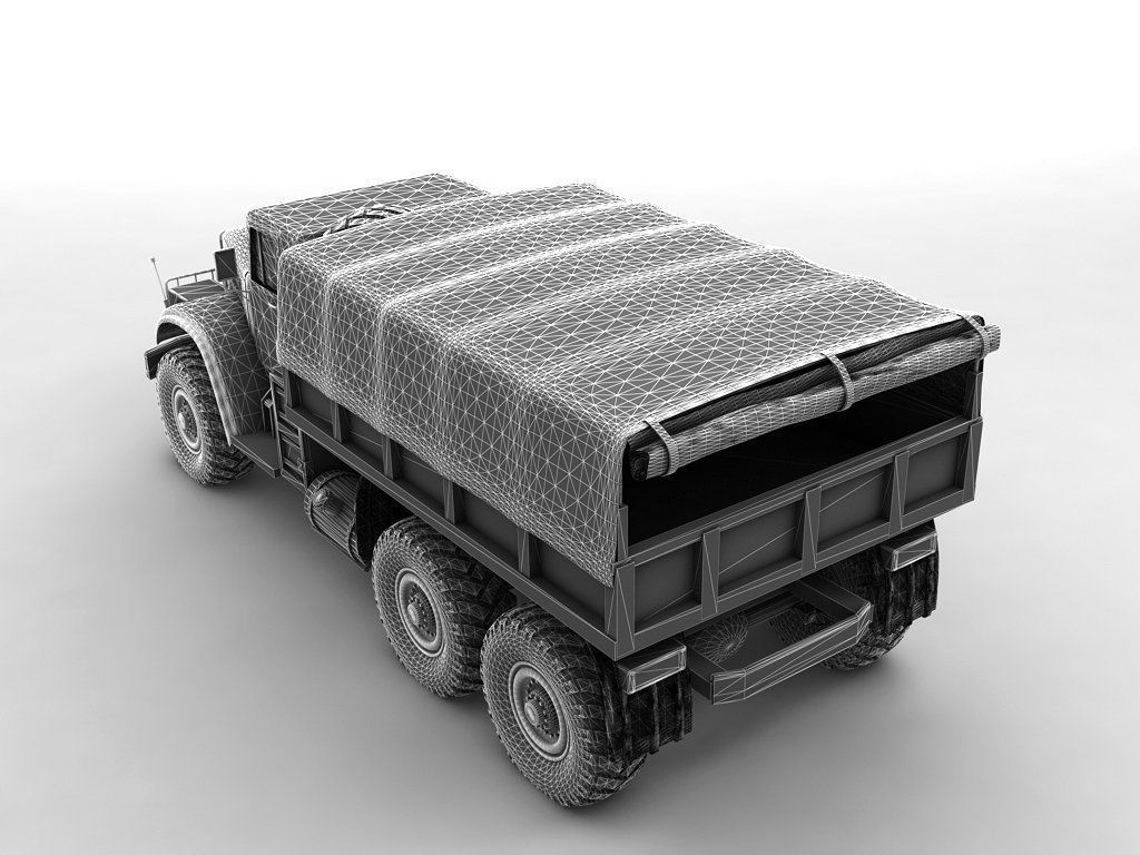 Military Offroad Truck Kraz 255b 3D model_4