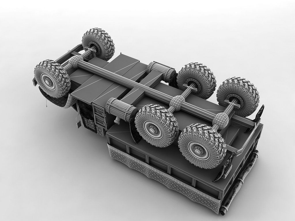 Military Offroad Truck Kraz 255b 3D model_5