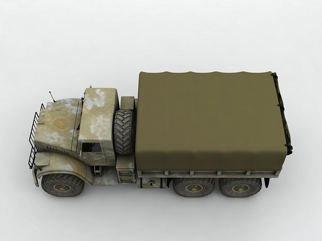 Military Offroad Truck Kraz 255b 3D model_2