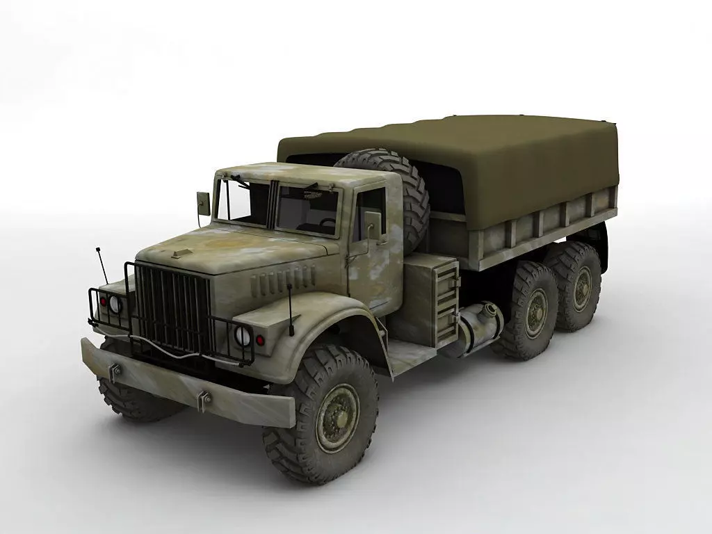Military Offroad Truck Kraz 255b 3D model_0