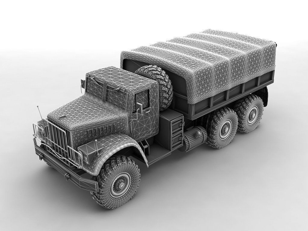 Military Offroad Truck Kraz 255b 3D model_3