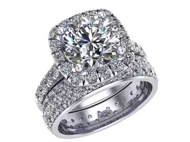 Round Cushion Halo And Band