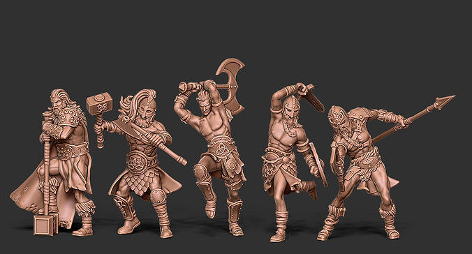 Viking bundle - 5 miniatures - 35mm scale 3D print model