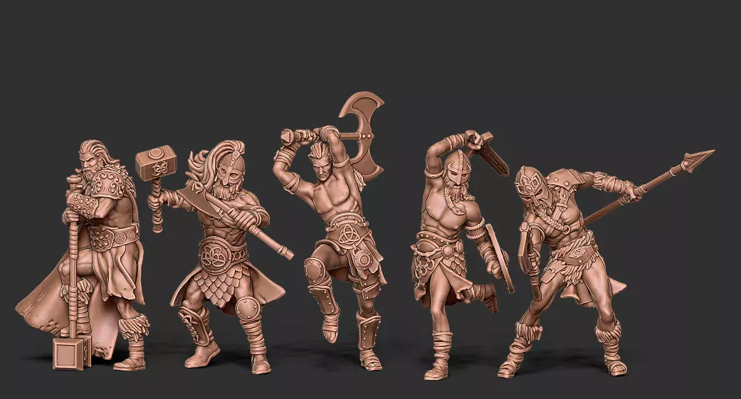 Viking bundle - 5 miniatures - 35mm scale 3D print model_0